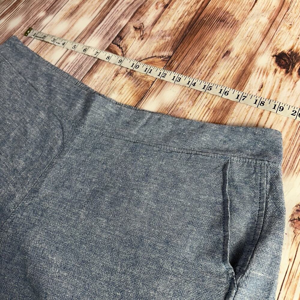 GAP Sz XXL Blue Linen Blend High Rise Elastic Waist Pull On Shortie Shorts 39x4 - Picture 3 of 9